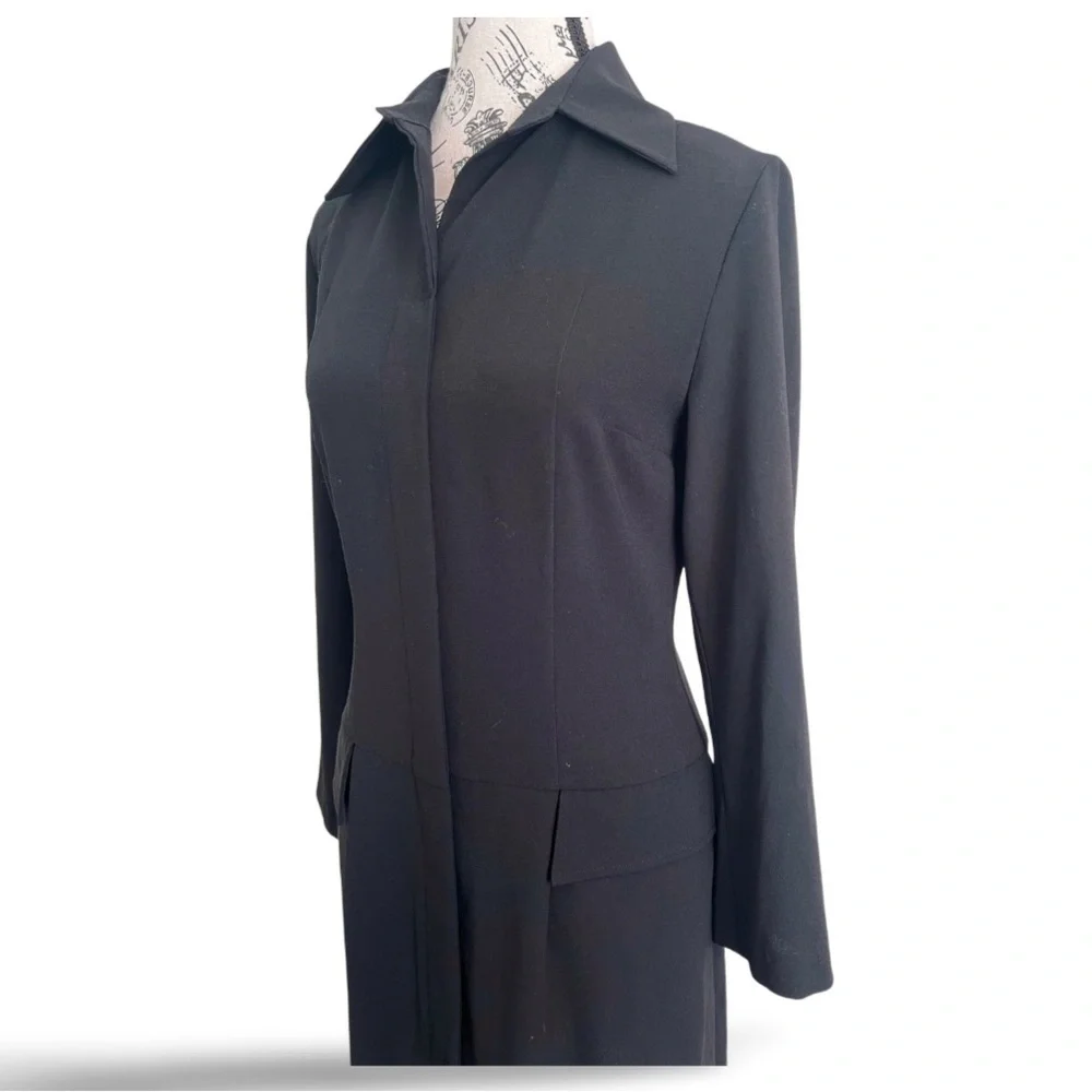 🇨🇦 Vintage 90s Club Monaco Black Shirt Dress Minimalist Size Small - Picture 2 of 6